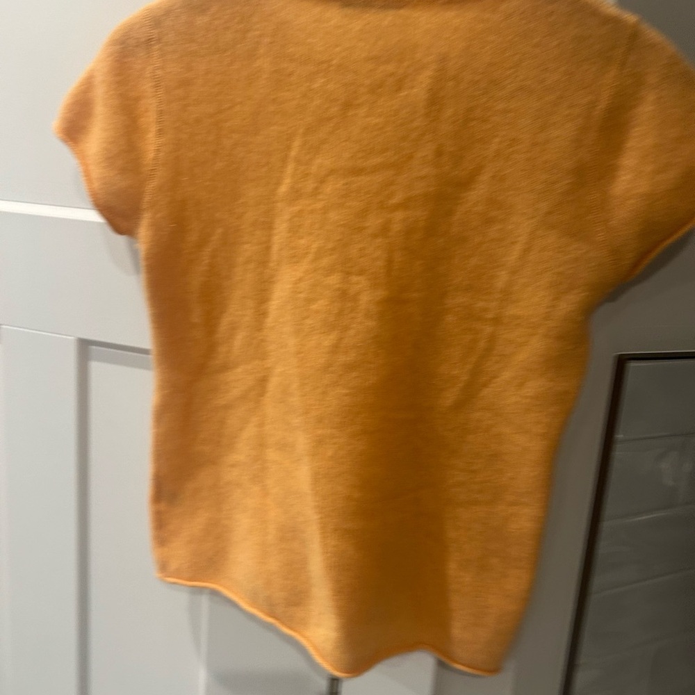 Garnet Hill Warm Orange 100% cashmere Knit Top - Picture 4 of 4